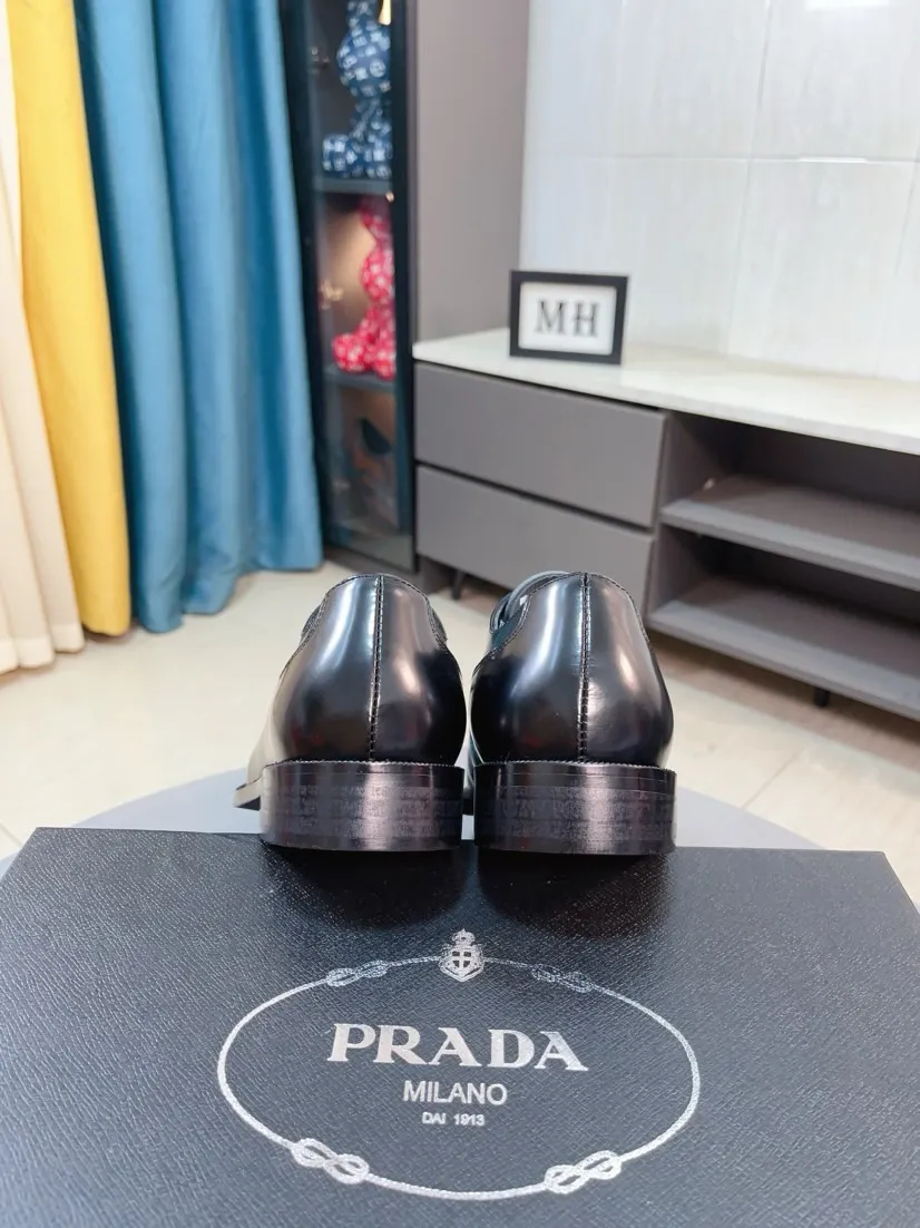 Men's shoes 💰540🌹🌹【PRADA Leather Shoes】Top purchasing agent Original imported Italian custom cowhide leather surface, fully imported water-dyed breathable cowhide lining, original factory special molded sole super comfortable, size: 38-44